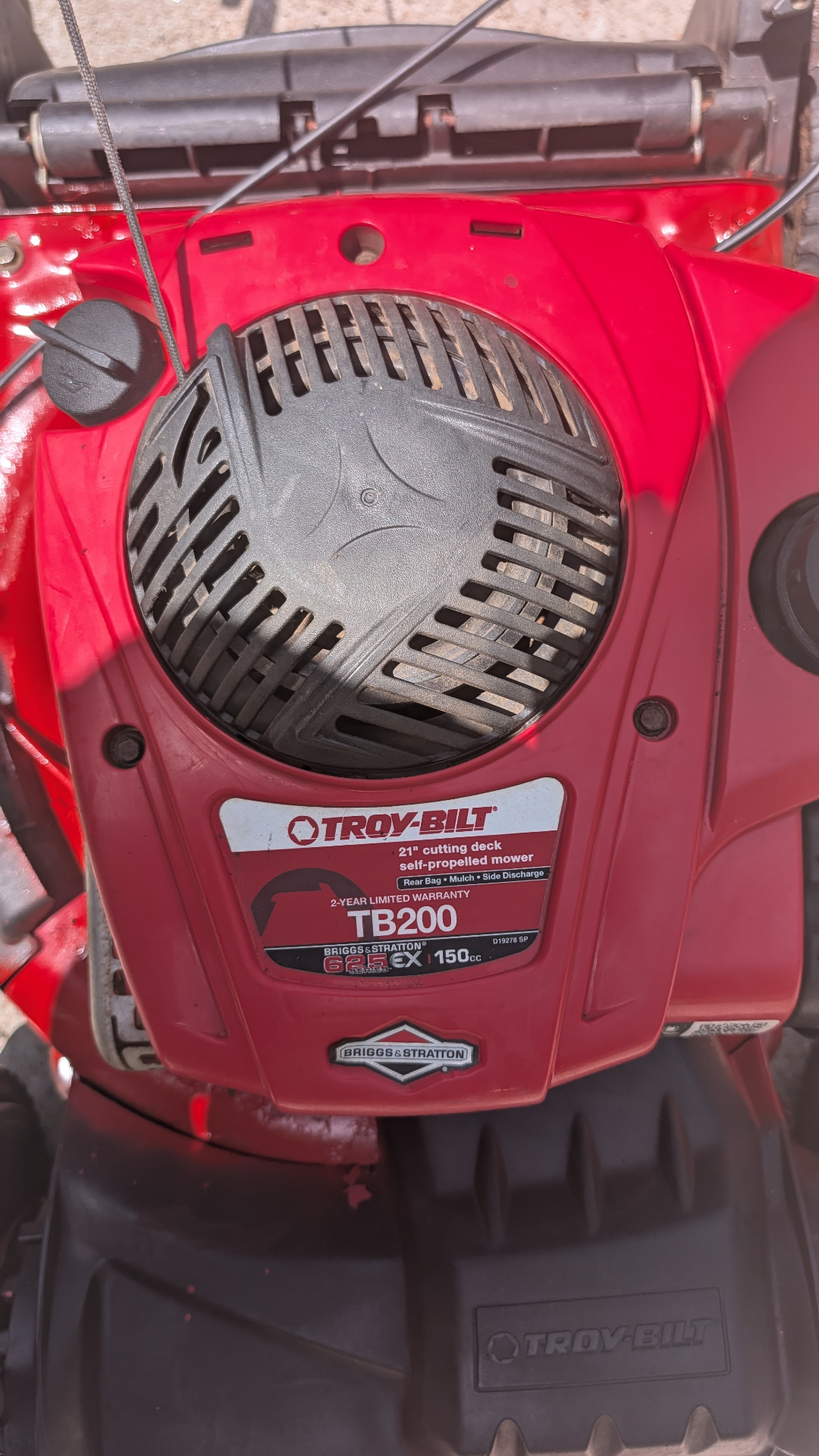 Briggs and Stratton 625EX 150cc engine on a Troy-Bilt TB200 mower